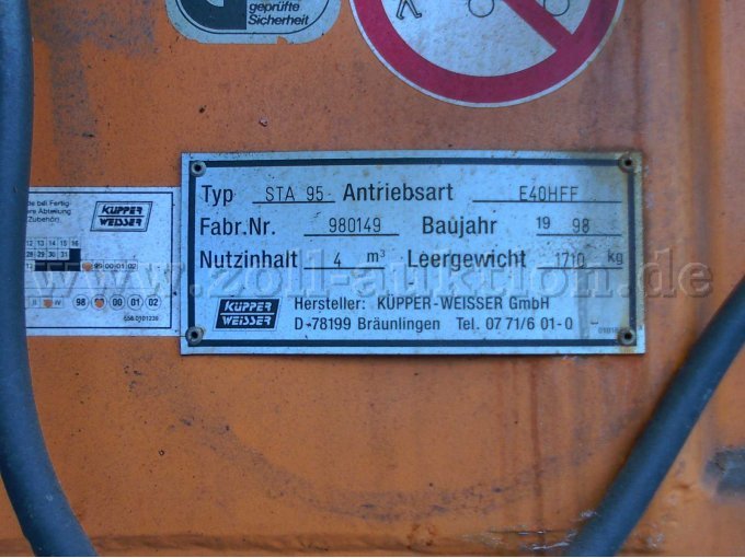 Küpper Weisser - STA 95 - Typenschild Streuer