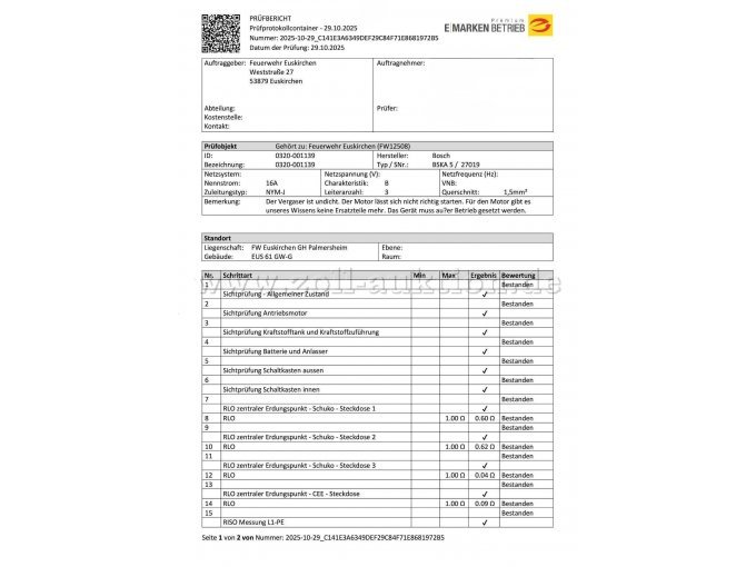 Prüfbericht Bild 1