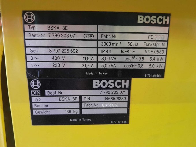 Typenschild Stromerzeuger