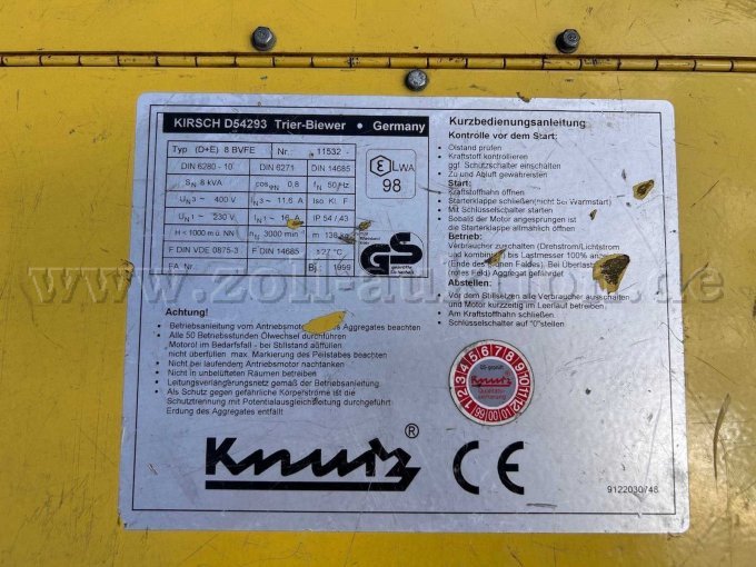 1 Stromgenerator Kirsch Trier-Biewer Germany Knurz Kirsch (D+E) 8BVFE Nr.:11532 – foto 8 – kavel bij Zoll-Auktion, Dülmen