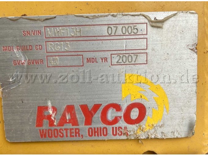 Stubbenfräse Rayco Typenschild