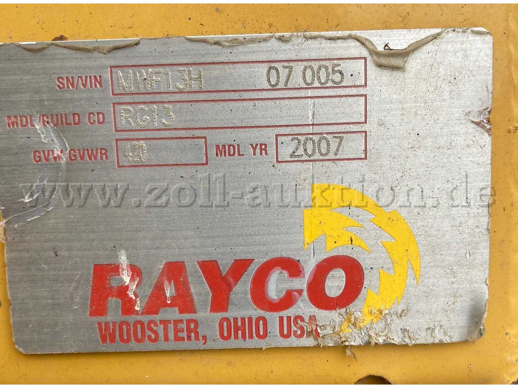 Stubbenfräse Rayco Typenschild