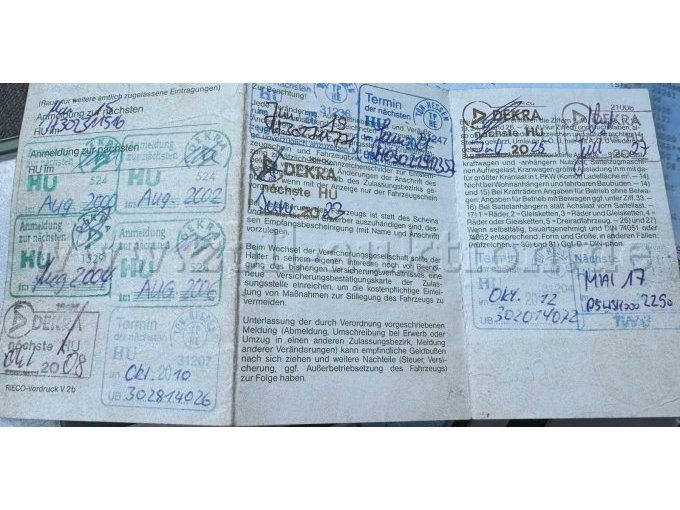 Fahrzeugschein, Rückseite