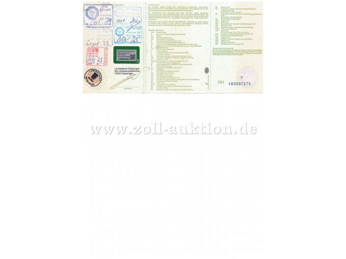 Fahrzeugschein Rückseite