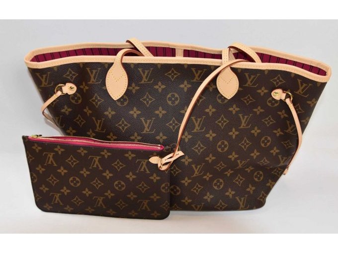 1 Tasche „Louis Vuitton“ Neverfull Monogram Canvas Cherry M 46987 mit Pochette