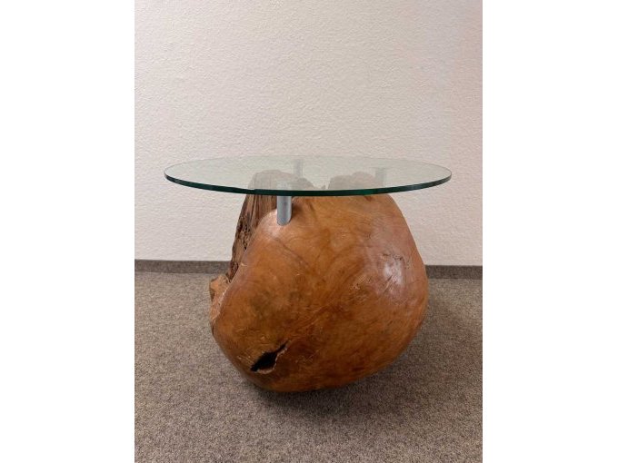 1 teakwortel - bolvormige tafel met glazen blad (tweedehands) – foto 6 – kavel bij Zoll-Auktion, Löbau