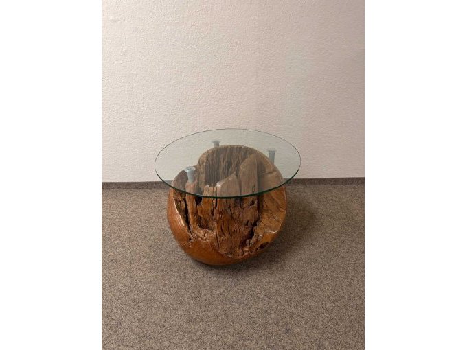 1 teakwortel - bolvormige tafel met glazen blad (tweedehands) – foto 8 – kavel bij Zoll-Auktion, Löbau