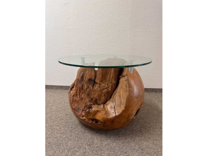1 teakwortel - bolvormige tafel met glazen blad (tweedehands) – foto 4 – kavel bij Zoll-Auktion, Löbau