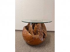 Teakholz Kugel Tisch - Ansicht Detail