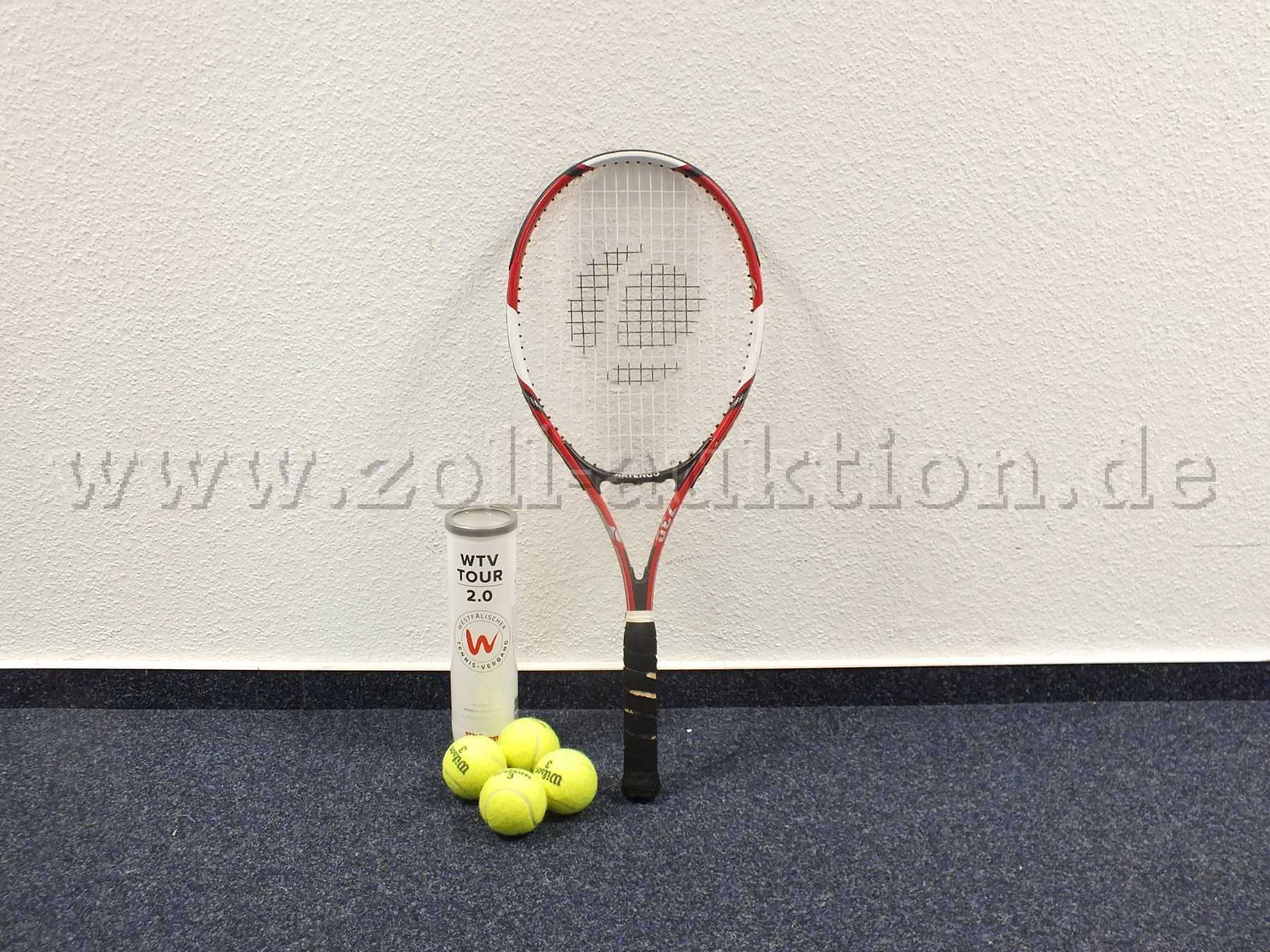 Gesamtansicht der Auktion "Tennisschläger mit 4 Tennisbällen"