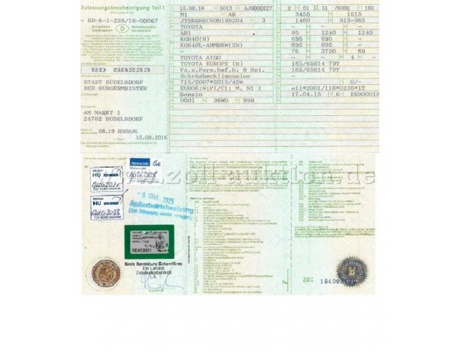 Zulassungsbescheinigung Teil 1