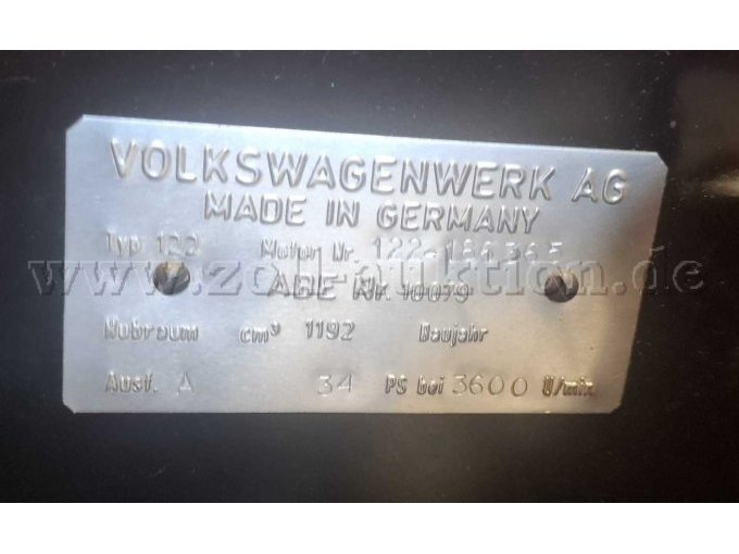 TS 8 8 Urach - Typenschild VW