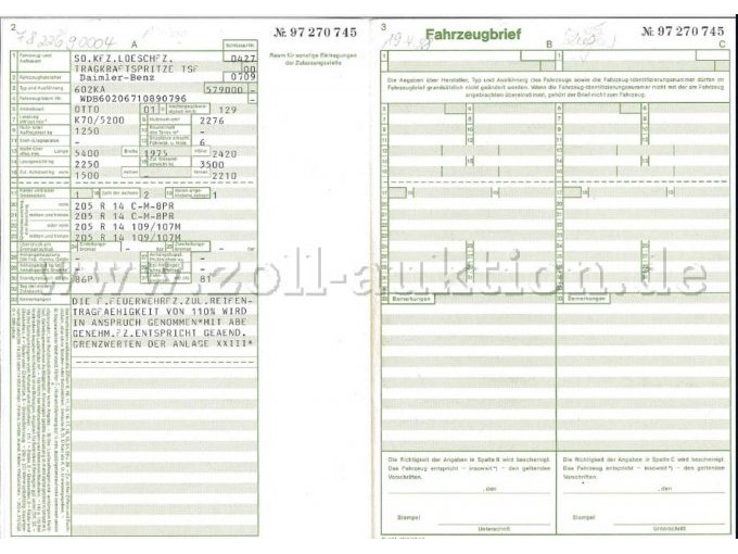 1 brandweerwagen met draagbare pomp (TSF) – Daimler-Benz 602 KA – foto 8 – kavel bij Zoll-Auktion, Alling