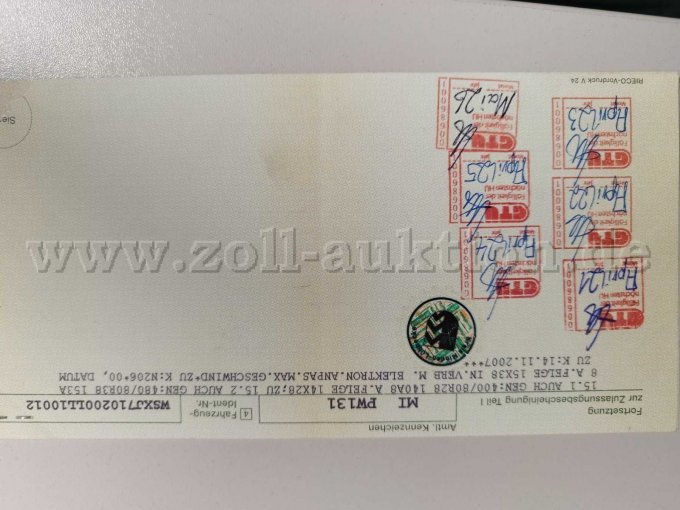 Zulassungsbescheinigung Teil I, Rückseite