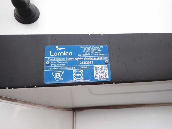 Typenschild der Schlafkabine