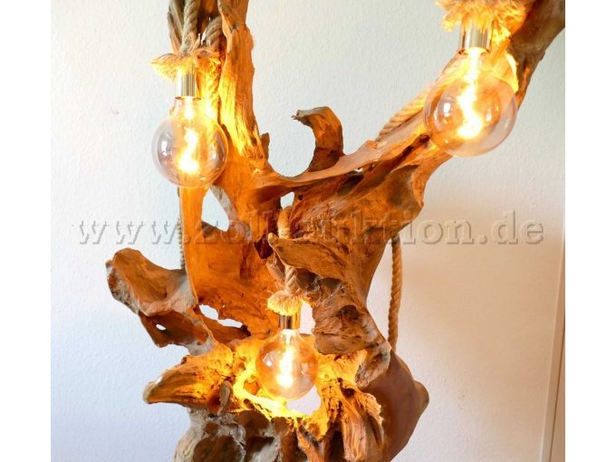 Detailansicht 1 Treibholzlampe, handgemacht, Unikat, mit 3 Leuchtmittel