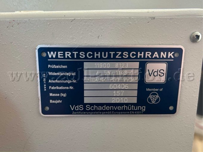 Typenschild Wertschutzschrank VdS Schadenverhütung