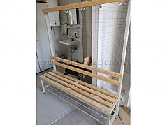 Umkleide-Garderoben-Sitzbank mit 6 Haken Frontansicht