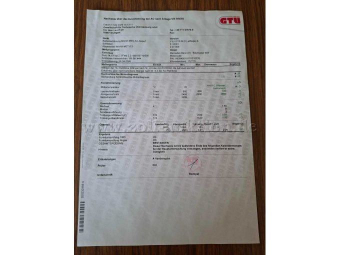 Bescheinigung Abgasuntersuchung