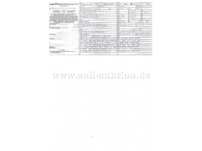 Unimog U 530, Zulassungsbescheinigung Teil 1