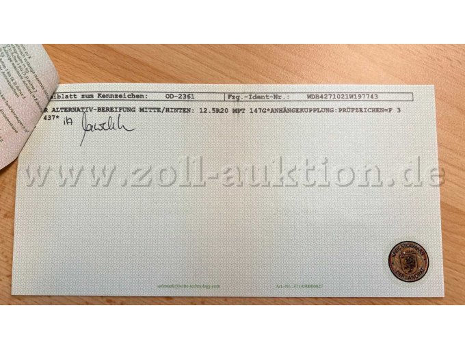 Fahrzeugschein Unimog 2. Seite