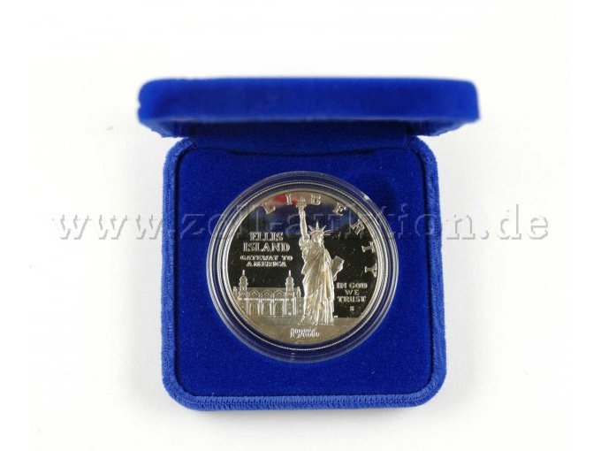 1 United States Liberty Coin 1986 One Dollar, Silber im Etui