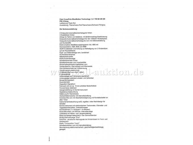 VW 6R CrossPolo, Fahrzeugbeschreibung Seite 2