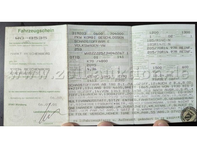 Fahrzeugschein