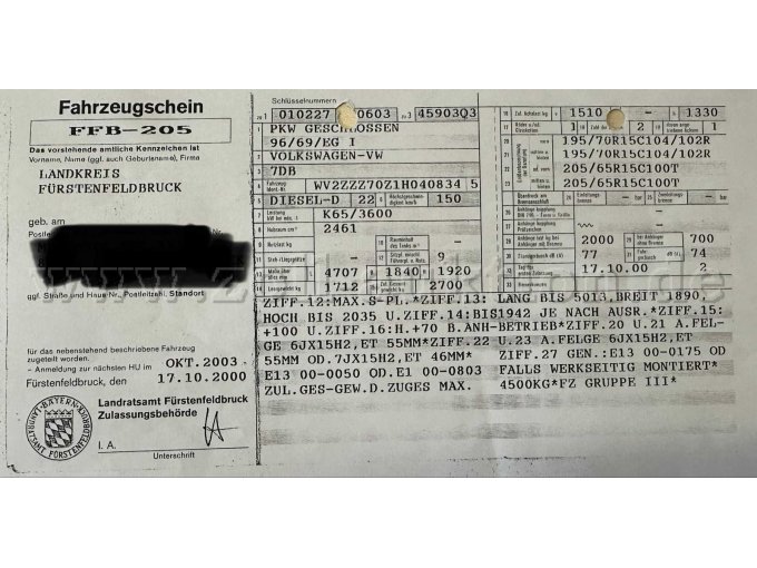 Fahrzeugschein
