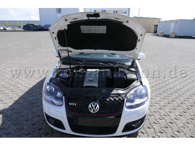 Detailaufnahme von vorne mit geöffneter Motorhaube
