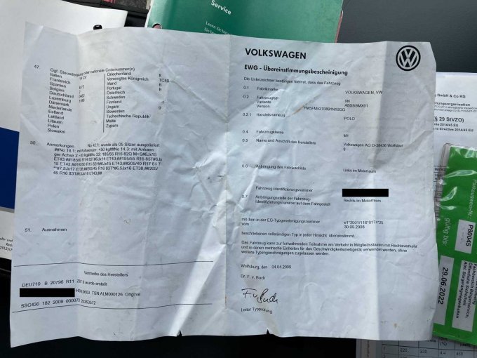 EWG-Übereinstimmungsbescheinigung Seite 1