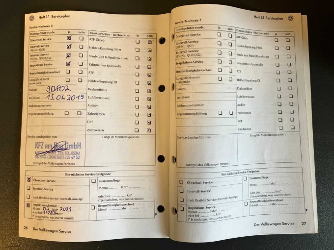 letzter Eintrag im Serviceheft