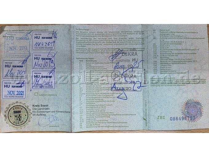 VW Polo 9n, KFZ-Schein Seite 2 Ansicht