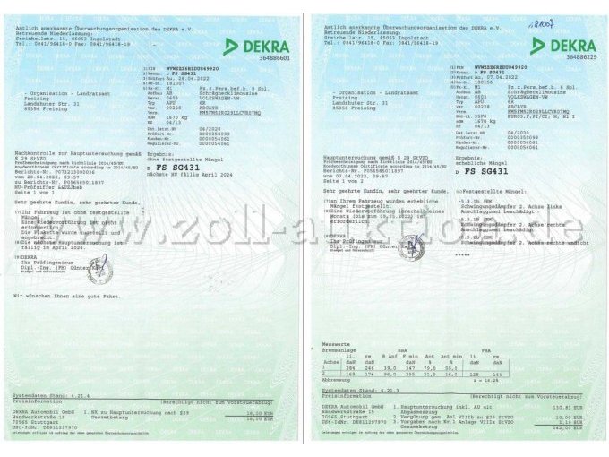 Hauptuntersuchung Seiten 1 und 2