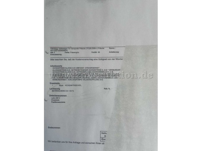 Auflistung Reparatur