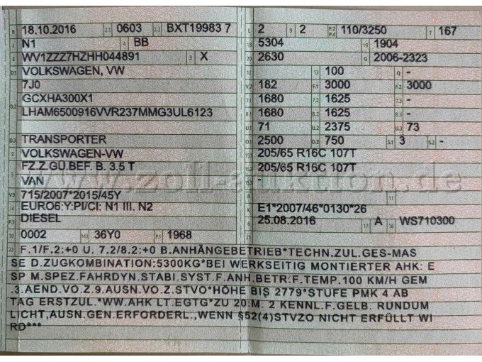 Fahrzeugschein