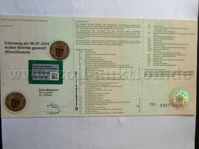 Kfz-Schein Rückseite