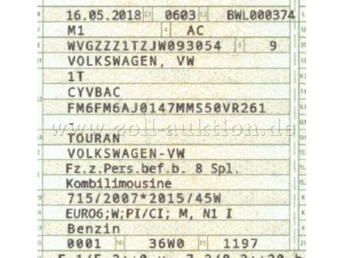 FIN und technische Daten