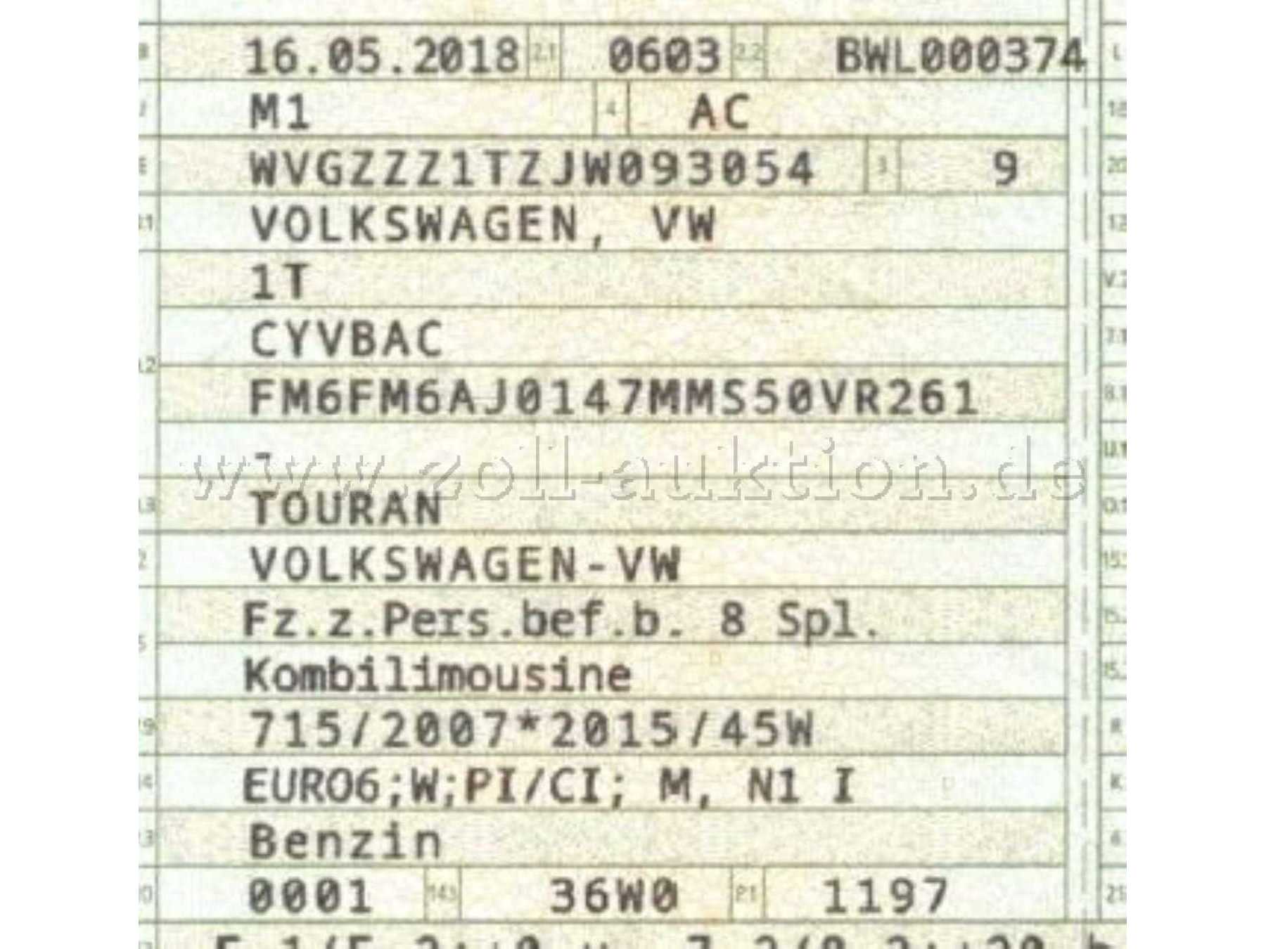 FIN und technische Daten