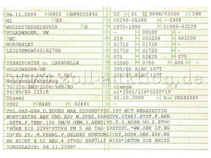 Information Fahrzeugschein