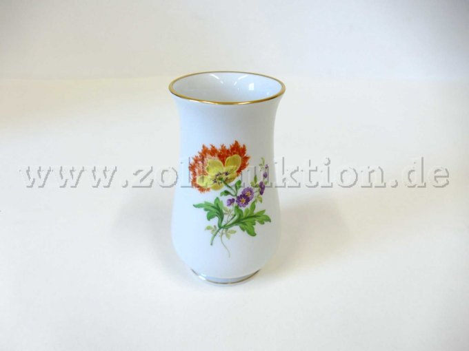 1 Vase Meissener Porzellan, Blumendekor mit Goldrand, II.Wahl