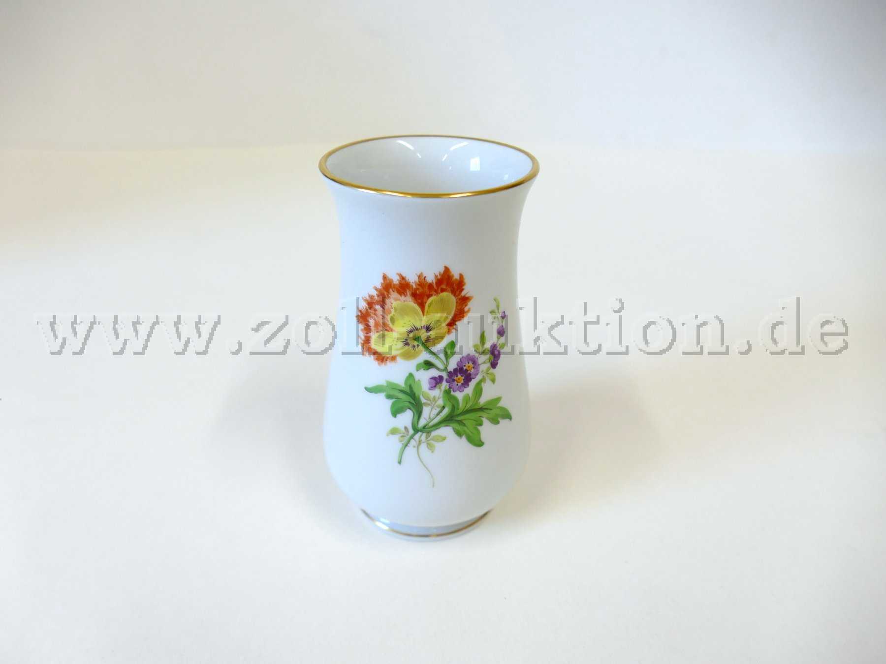 1 Vase Meissener Porzellan, Blumendekor mit Goldrand, II.Wahl