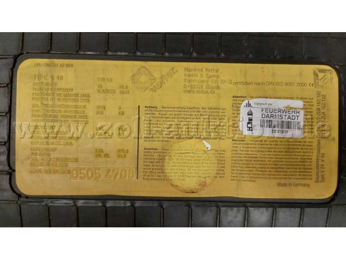 Typenschild Hebekissen V 40