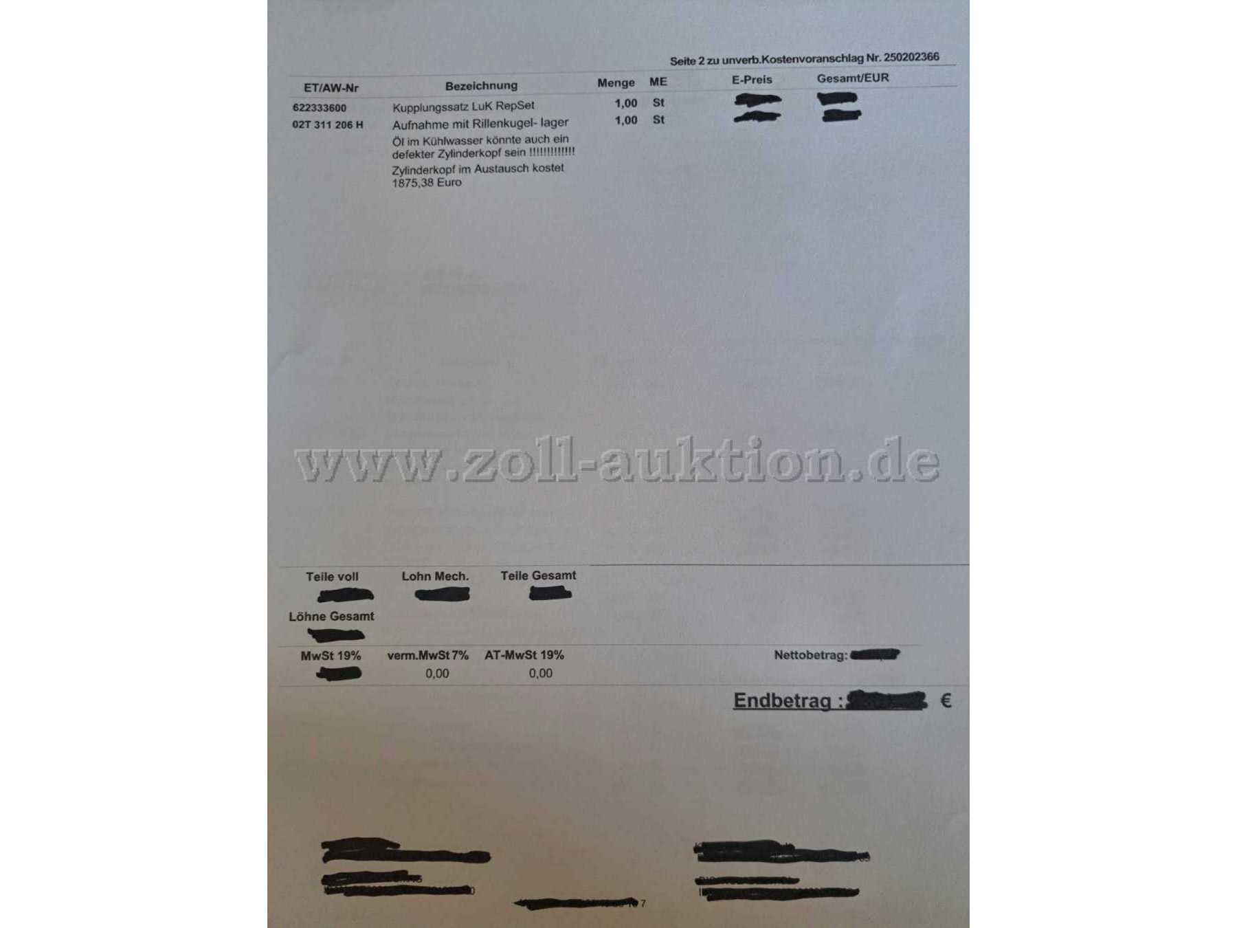 VW Caddy Mängelgutachten durch Werkstatt