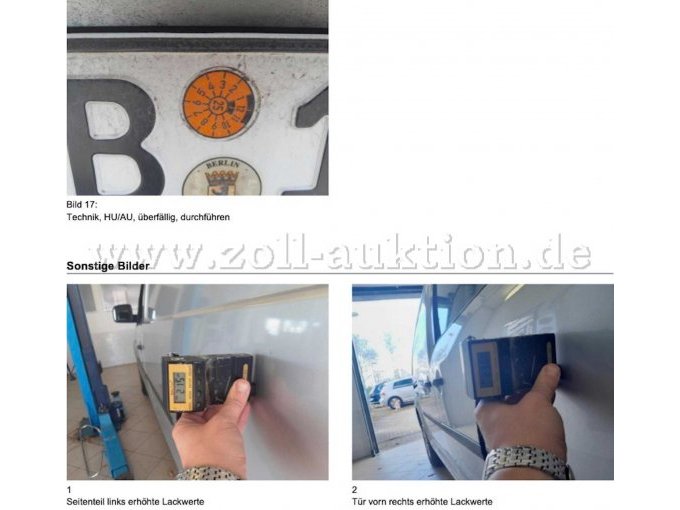 B 1098
Bild 17, HU/AU
Bild 1, Seitenteil links, Lackwerte erhöht
Bild 2, Tür vorn rechts, Lackwerte erhöht