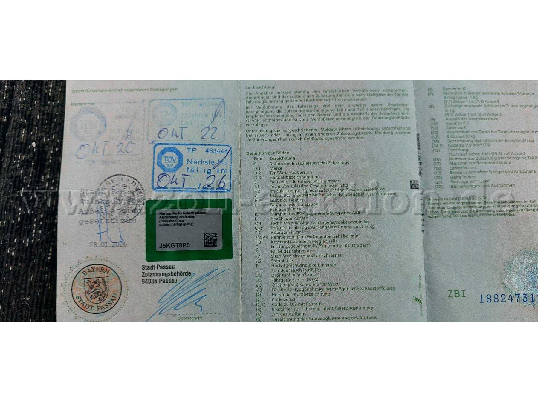 Zulassungsbescheinigung Teil I