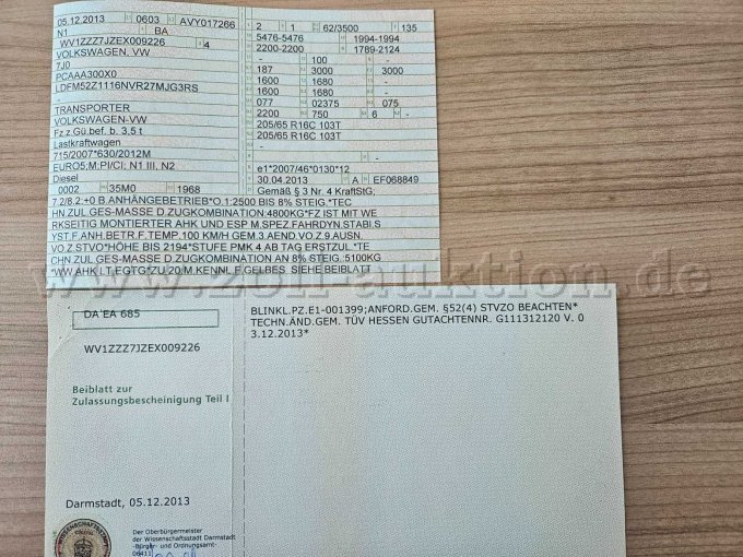 Zulassungsbescheinigung Teil 1