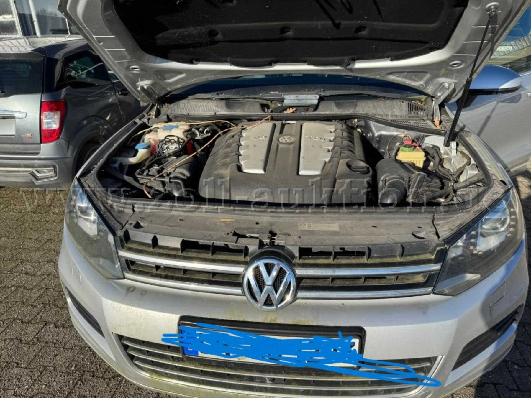 Die Sträucher sind in den Motorraum hineingewachsen,
was auf eine längere Standzeit des Fahrzeugs hindeutet