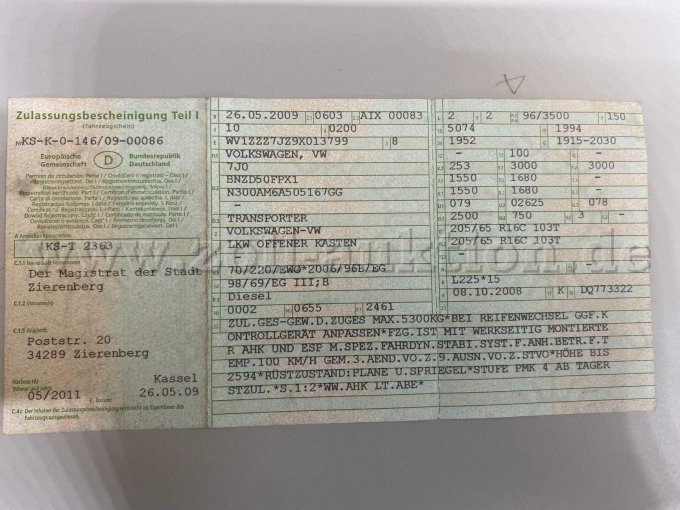 1 Volkswagen Transporter Offener Kasten Pritschenfahrzeug – foto 19 – kavel bij Zoll-Auktion, Zierenberg