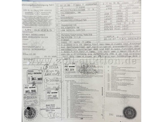 Zulassungsbescheinigung Teil 1